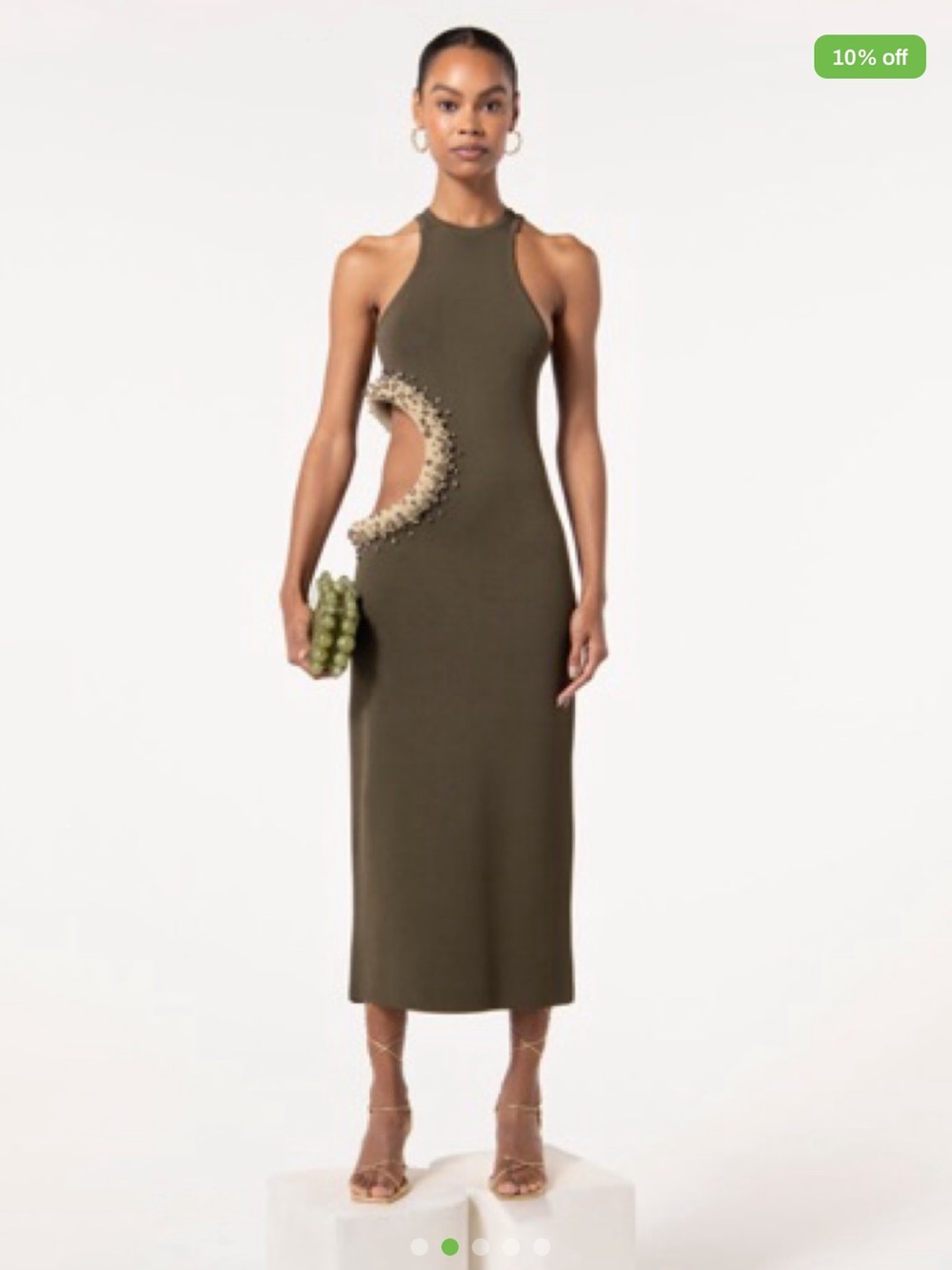 cult gaia Olive Green Asymmetrical Tank Dress